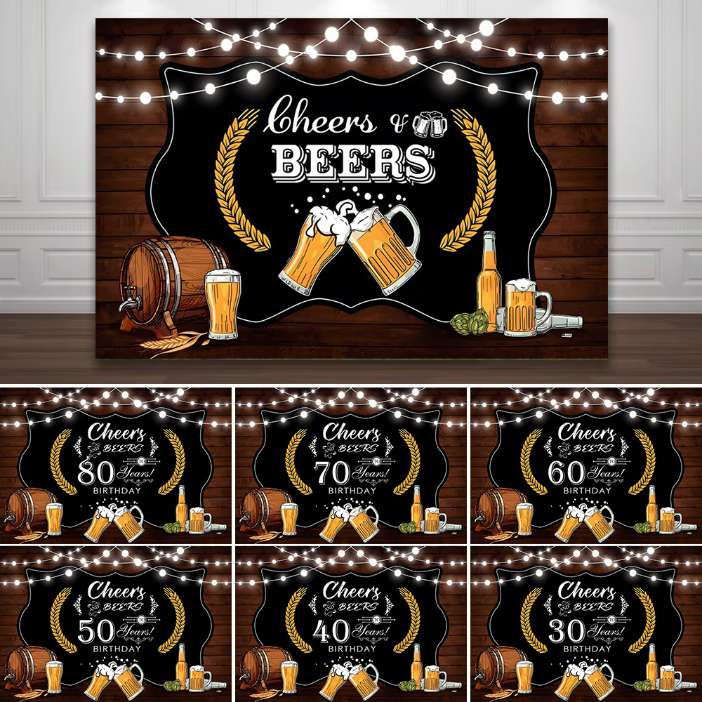 Wine Beer Photo - Whisky Wine Happy Birthday Backdrop Wooden